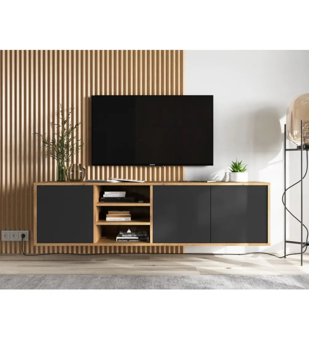 Stolik Pod Tv wiszący Apollo 150 Cm Czarny