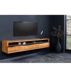 Stolik pod TV wiszący ARKTYKA Mammut 160 cm drewno akacja honey OUTLET
