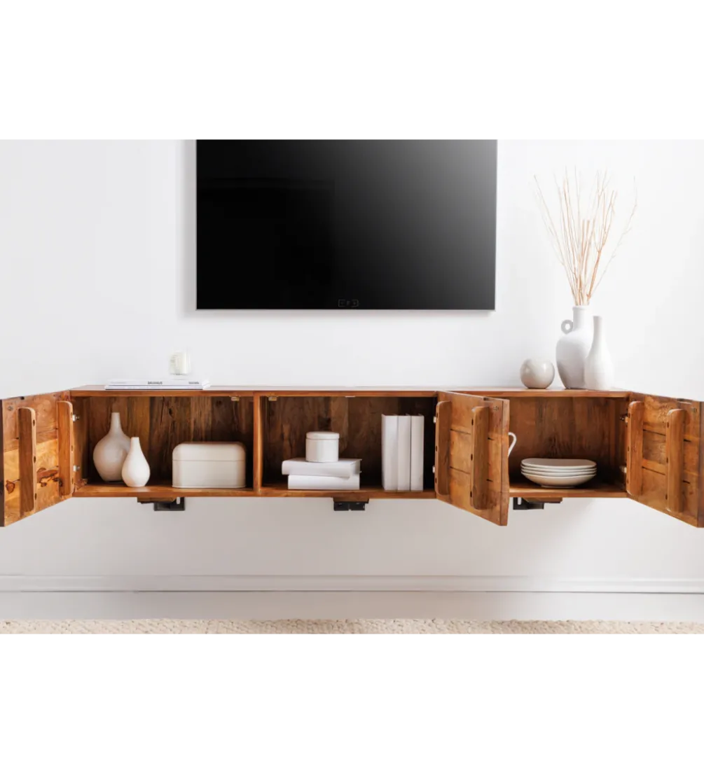 Stolik pod Tv wiszący DAVIDE Scorpion 160 cm drewno mango brąz