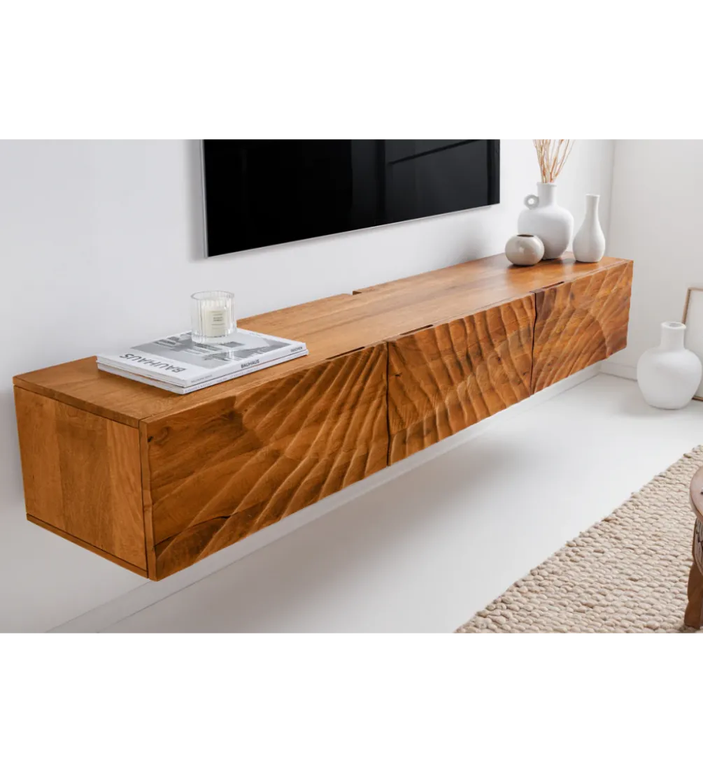 Stolik pod Tv wiszący DAVIDE Scorpion 160 cm drewno mango brąz