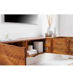 Stolik pod Tv wiszący DAVIDE Scorpion 160 cm drewno mango brąz