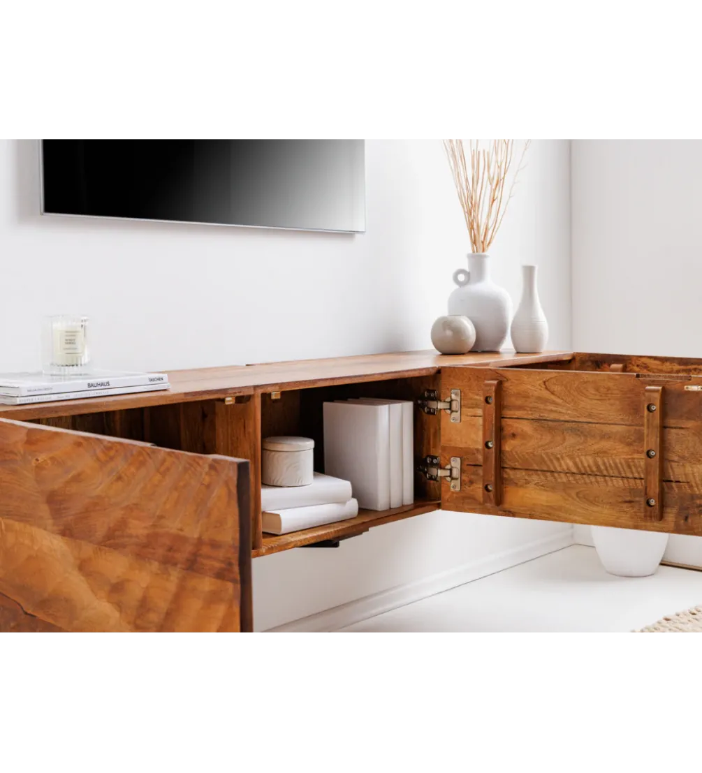 Stolik pod Tv wiszący DAVIDE Scorpion 160 cm drewno mango brąz
