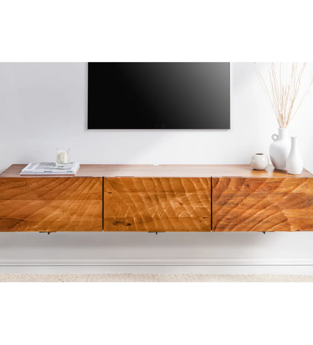 Stolik pod Tv wiszący DAVIDE Scorpion 160 cm drewno mango brąz
