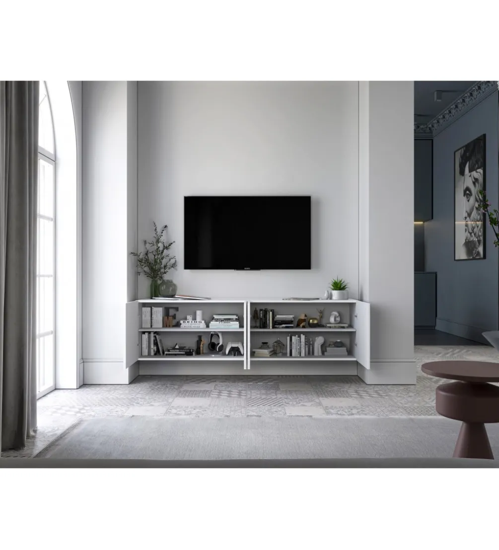 Stolik pod TV wiszący ELPIS 150 cm biały