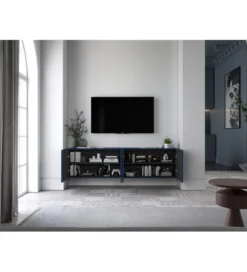 Stolik pod TV wiszący ELPIS 150 cm granatowy