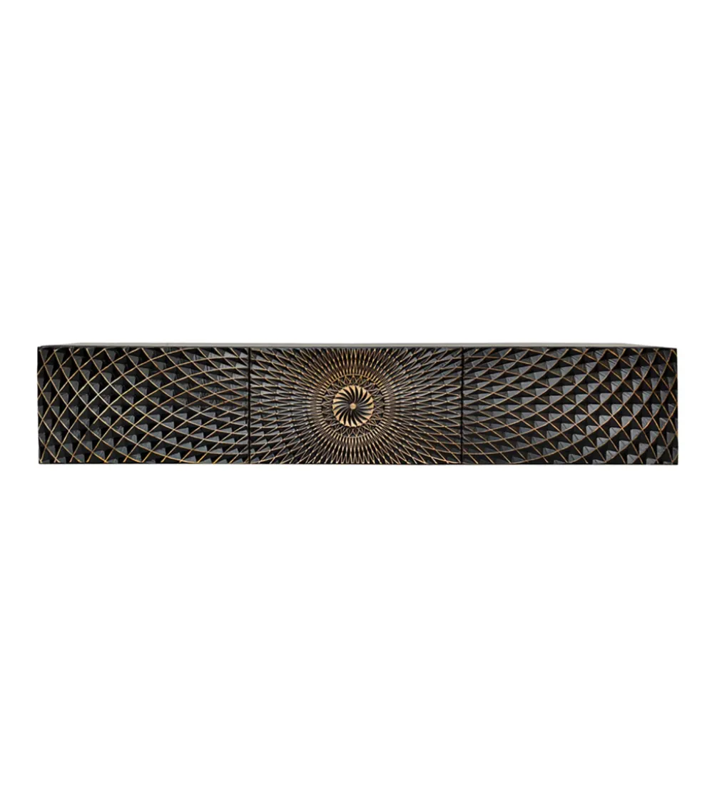 Stolik pod TV wiszący ILLUSION 160 cm 3D drewno mango