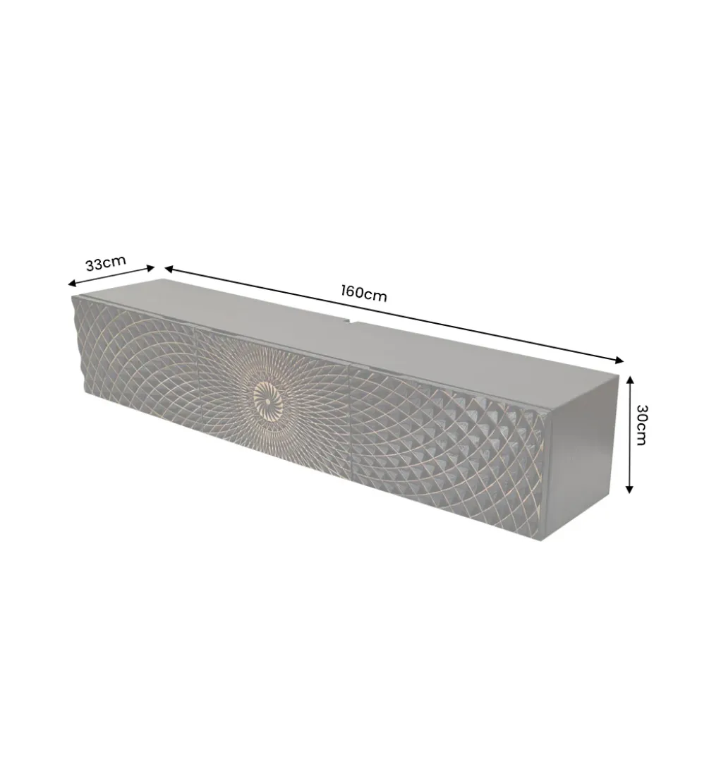 Stolik pod TV wiszący ILLUSION 160 cm 3D drewno mango