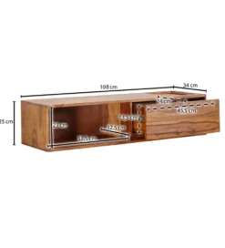Stolik pod Tv wiszący INDIOS II 108 cm drewno sheesham