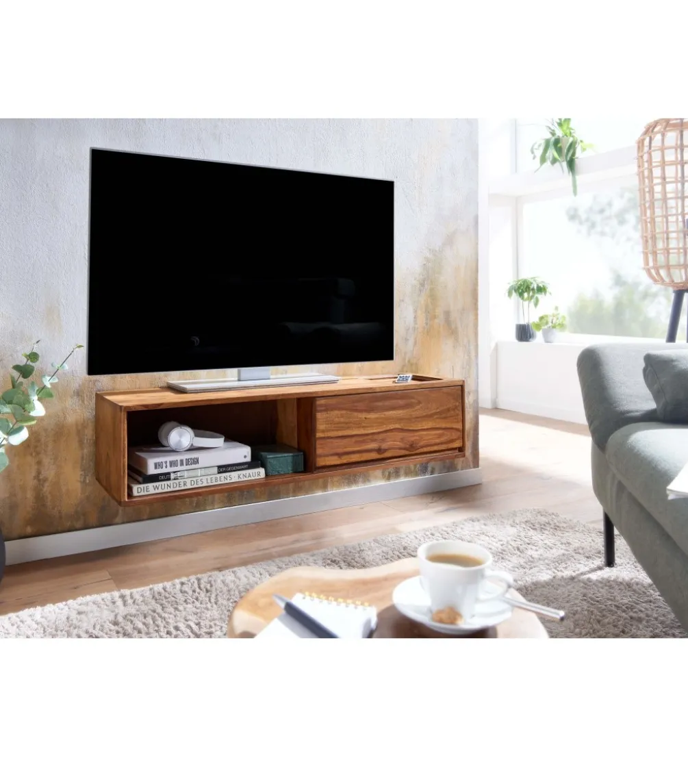 Stolik pod Tv wiszący INDIOS II 108 cm drewno sheesham
