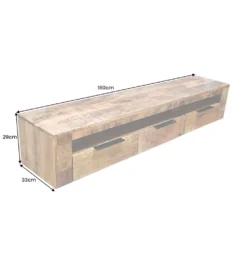 Stolik pod TV wiszący IRON CRAFT 160 cm drewno mango