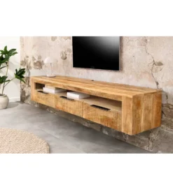 Stolik pod TV wiszący IRON CRAFT 160 cm drewno mango