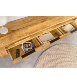 Stolik pod TV wiszący IRON CRAFT 160 cm drewno mango