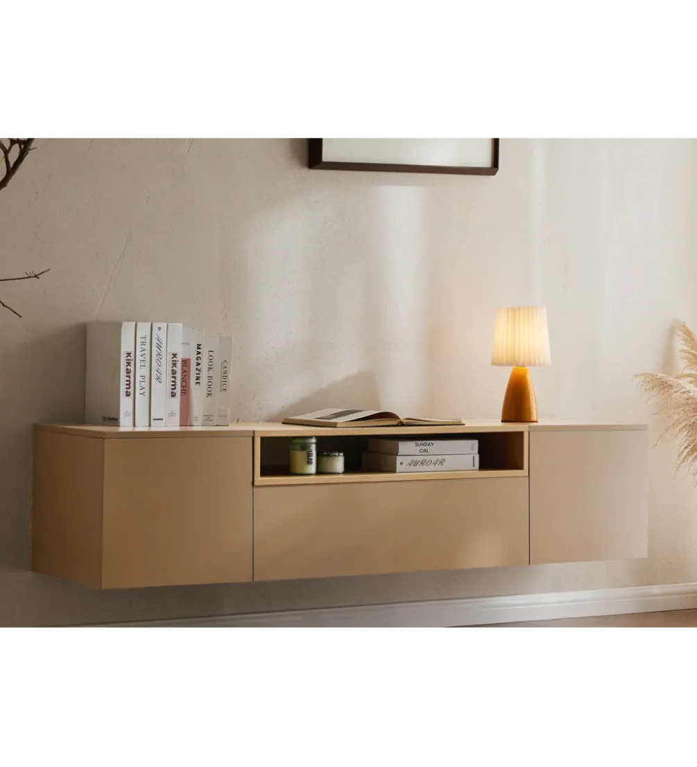 Stolik pod TV wiszący LOFT 160 cm beżowa naturalna