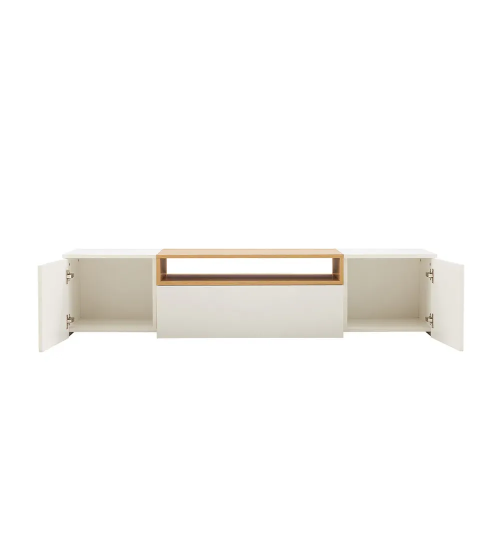 Stolik pod TV wiszący LOFT 160 cm biało naturalna