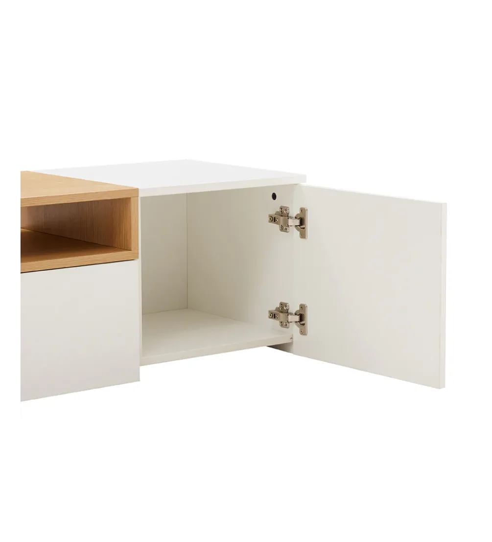 Stolik pod TV wiszący LOFT 160 cm biało naturalna
