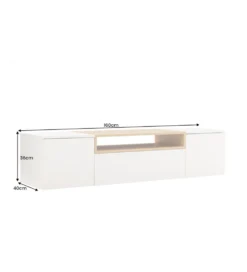 Stolik pod TV wiszący LOFT 160 cm biało naturalna
