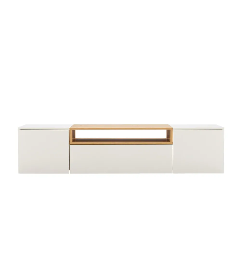 Stolik pod TV wiszący LOFT 160 cm biało naturalna