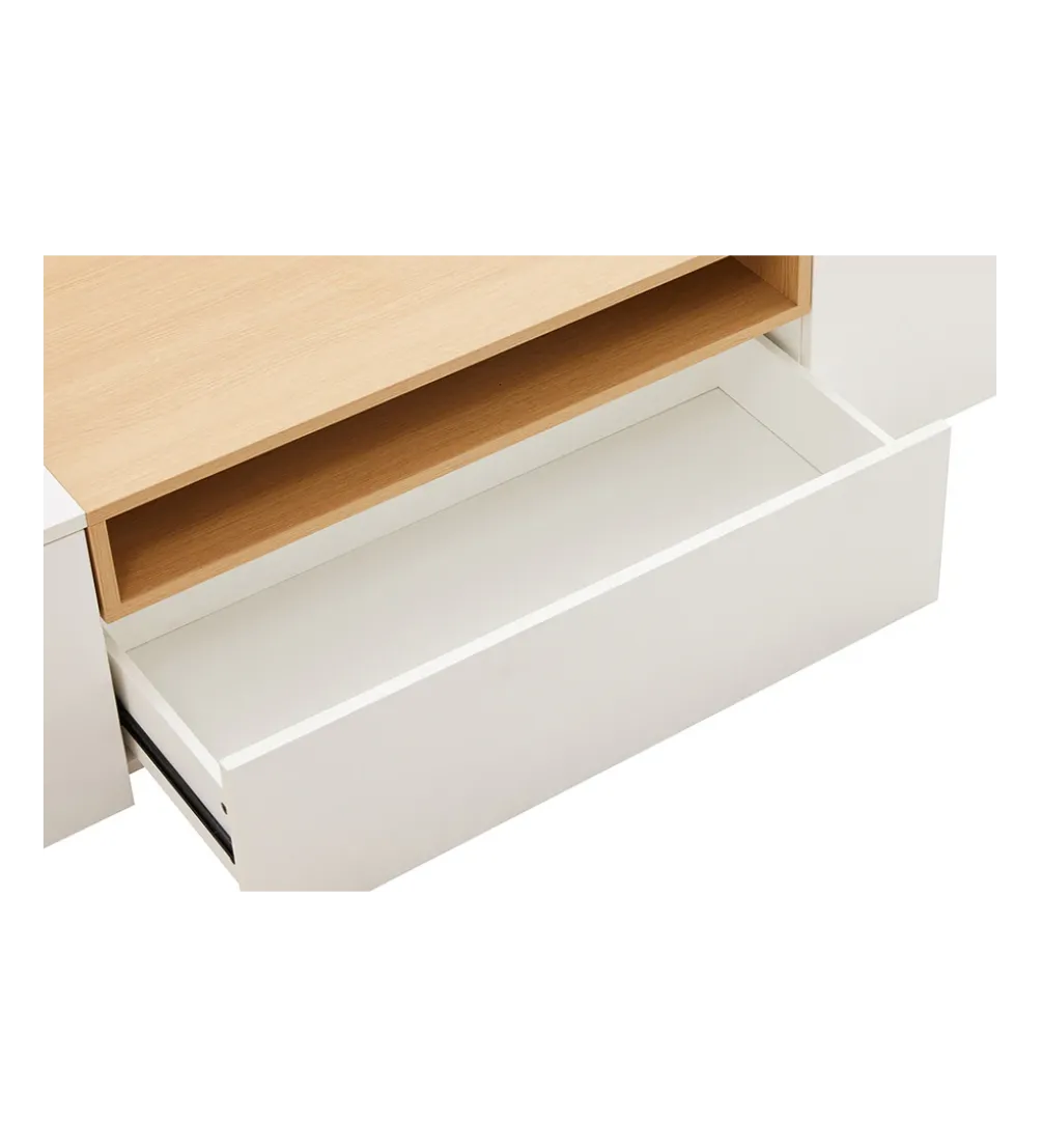 Stolik pod TV wiszący LOFT 160 cm biało naturalna