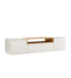 Stolik pod TV wiszący LOFT 160 cm biało naturalna