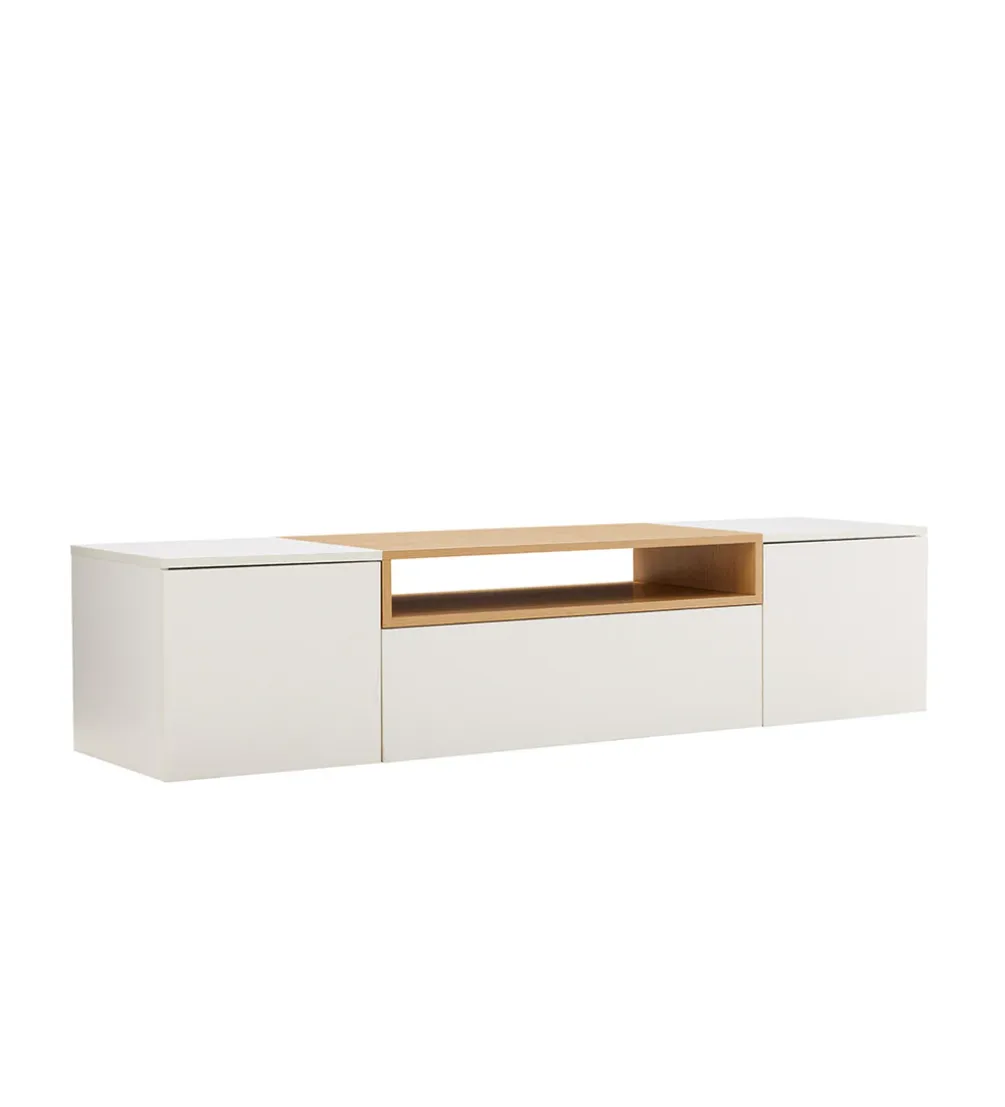 Stolik pod TV wiszący LOFT 160 cm biało naturalna