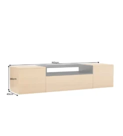 Stolik pod TV wiszący LOFT 160 cm naturalna czarna