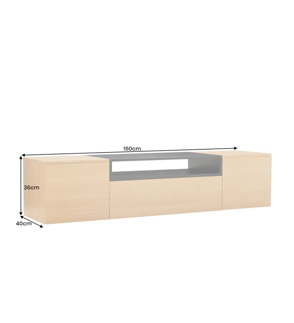 Stolik pod TV wiszący LOFT 160 cm naturalna czarna