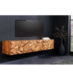 Stolik pod TV wiszący MIRANDA 160 cm drewno sheesham