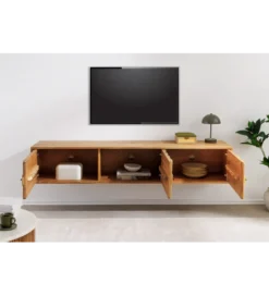 Stolik pod TV wiszący MYSTIC LIVING 160 cm drewno akacja