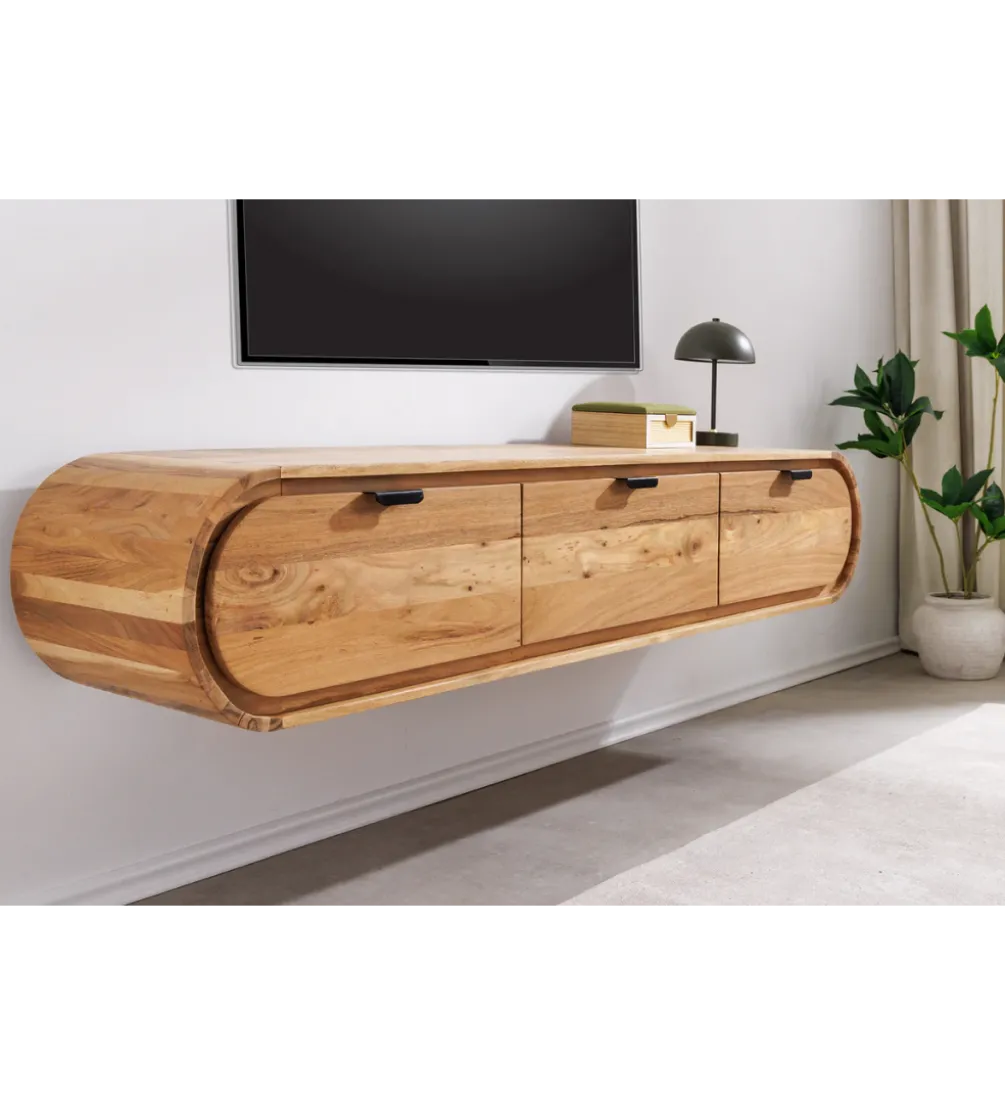 Stolik pod TV wiszący ORGANIC 160 cm drewno akacja