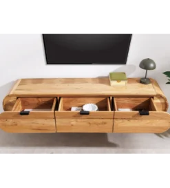 Stolik pod TV wiszący ORGANIC 160 cm drewno akacja