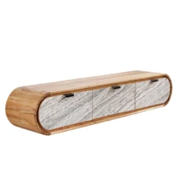 Stolik pod TV wiszący ORGANIC 160 cm drewno akacja kolor kamienia