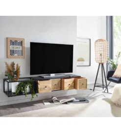 Stolik pod TV wiszący SANDINO 150 cm drewno mango