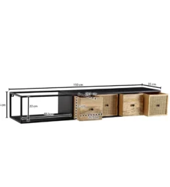 Stolik pod TV wiszący SANDINO 150 cm drewno mango