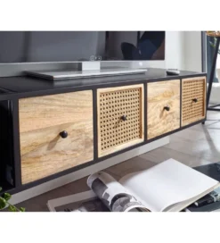 Stolik pod TV wiszący SANDINO 150 cm drewno mango