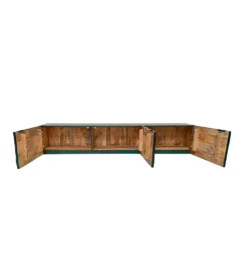 Stolik pod TV wiszący SWEET GOLDEN SUNSET 160 cm drewno mango turkusowy