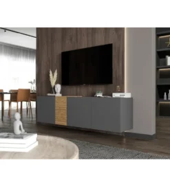 Stolik pod TV wiszący VANTA 160 cm antracyt mat