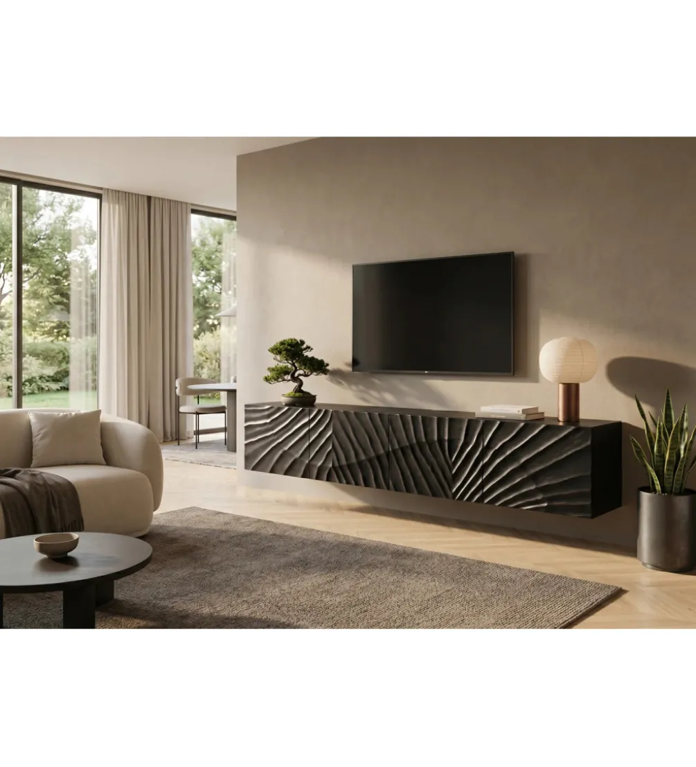 Stolik pod TV wiszący ZEUS Scorpion 200 cm drewno mango