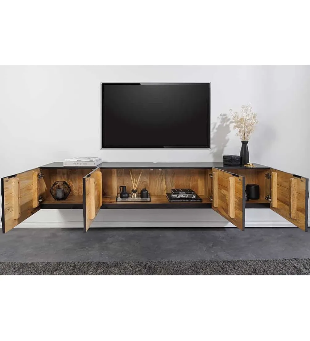 Stolik pod TV wiszący ZEUS Scorpion 200 cm drewno mango