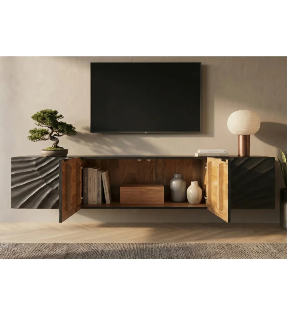 Stolik pod TV wiszący ZEUS Scorpion 200 cm drewno mango