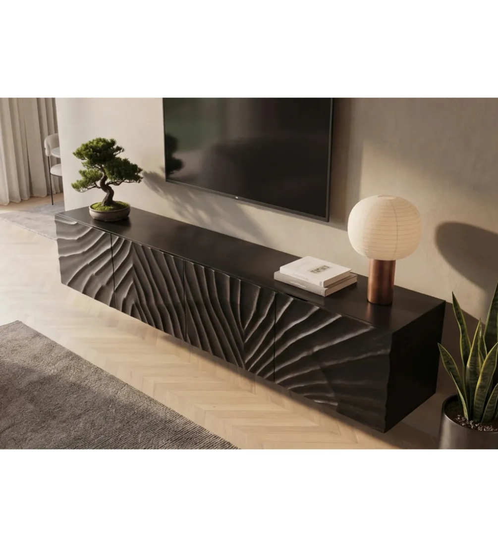 Stolik pod TV wiszący ZEUS Scorpion 200 cm drewno mango