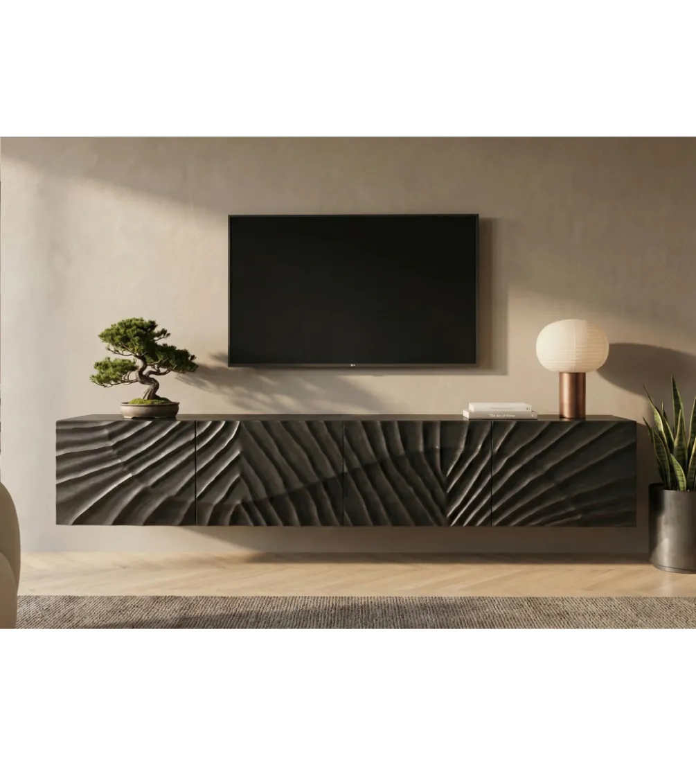 Stolik pod TV wiszący ZEUS Scorpion 200 cm drewno mango