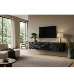 Stolik pod TV wiszący ZEUS Scorpion 160 cm drewno mango