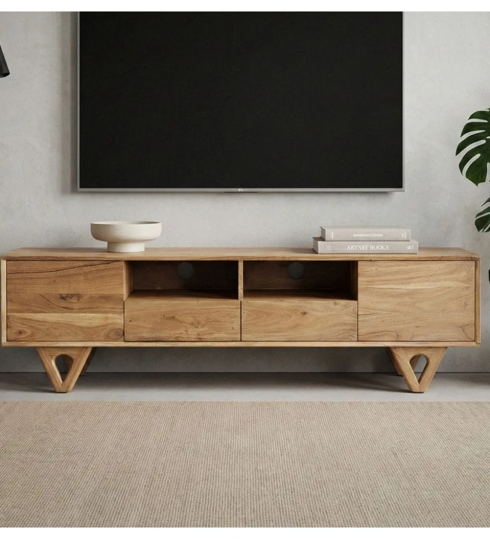 Stolik pod TV WOHNLING 160 cm drewno akacja