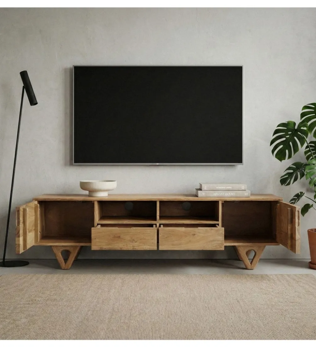 Stolik pod TV WOHNLING 160 cm drewno akacja
