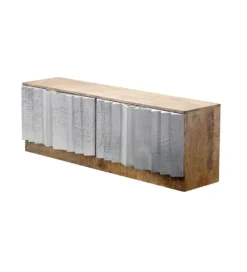 Stolik pod TV ZALVERO 150 cm drewno mango srebrny front