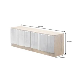 Stolik pod TV ZALVERO 150 cm drewno mango srebrny front