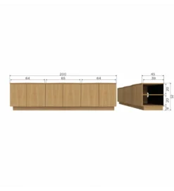 Stolik pod TV ZUMA 200 cm drewno dębu naturalna