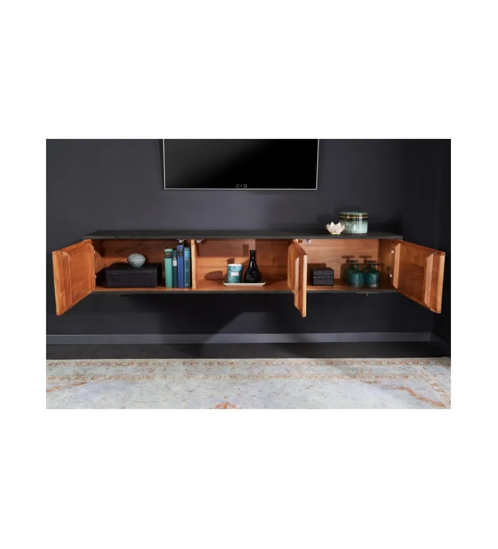 Stolik wiszący pod TV MONTANAS 160 cm drewno akacja