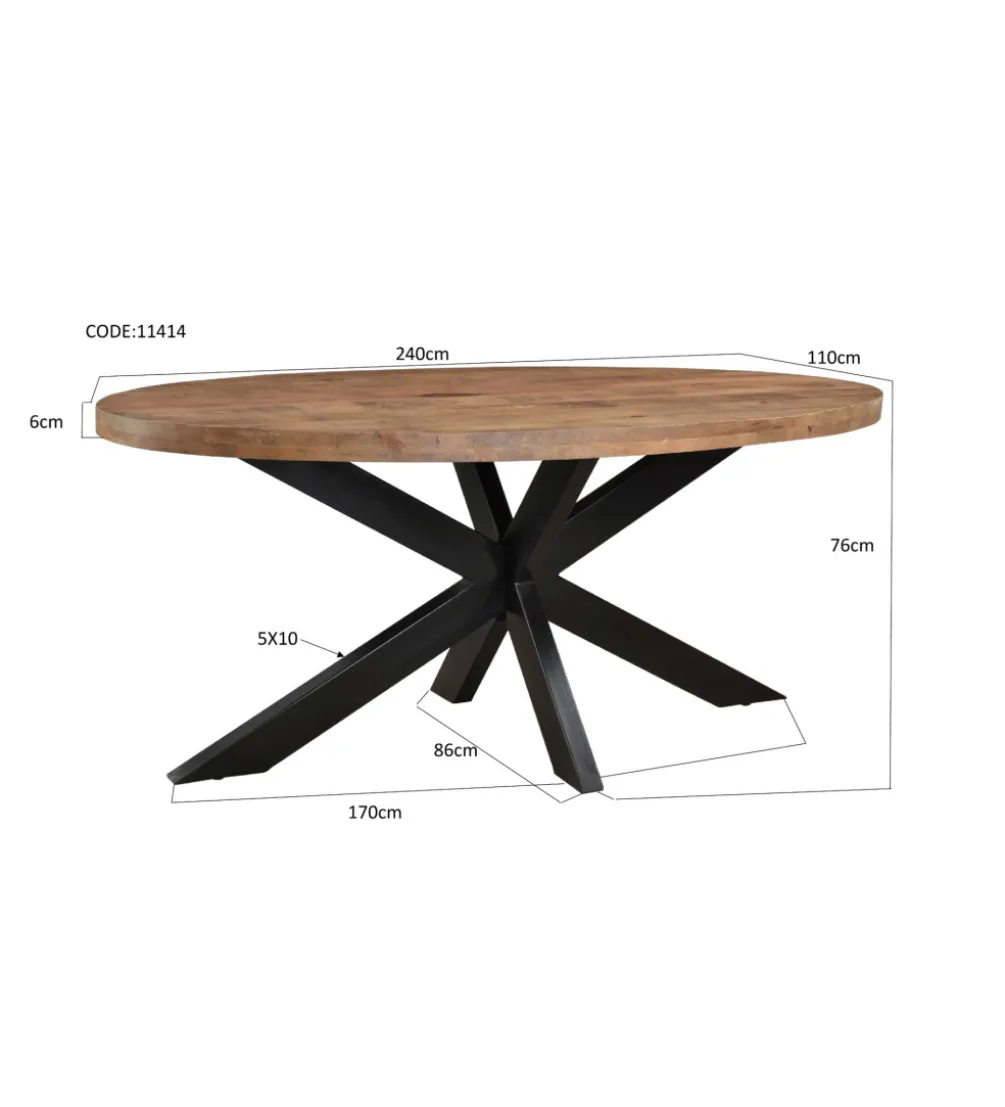 Stół owalny OVAL 240 cm drewno mango