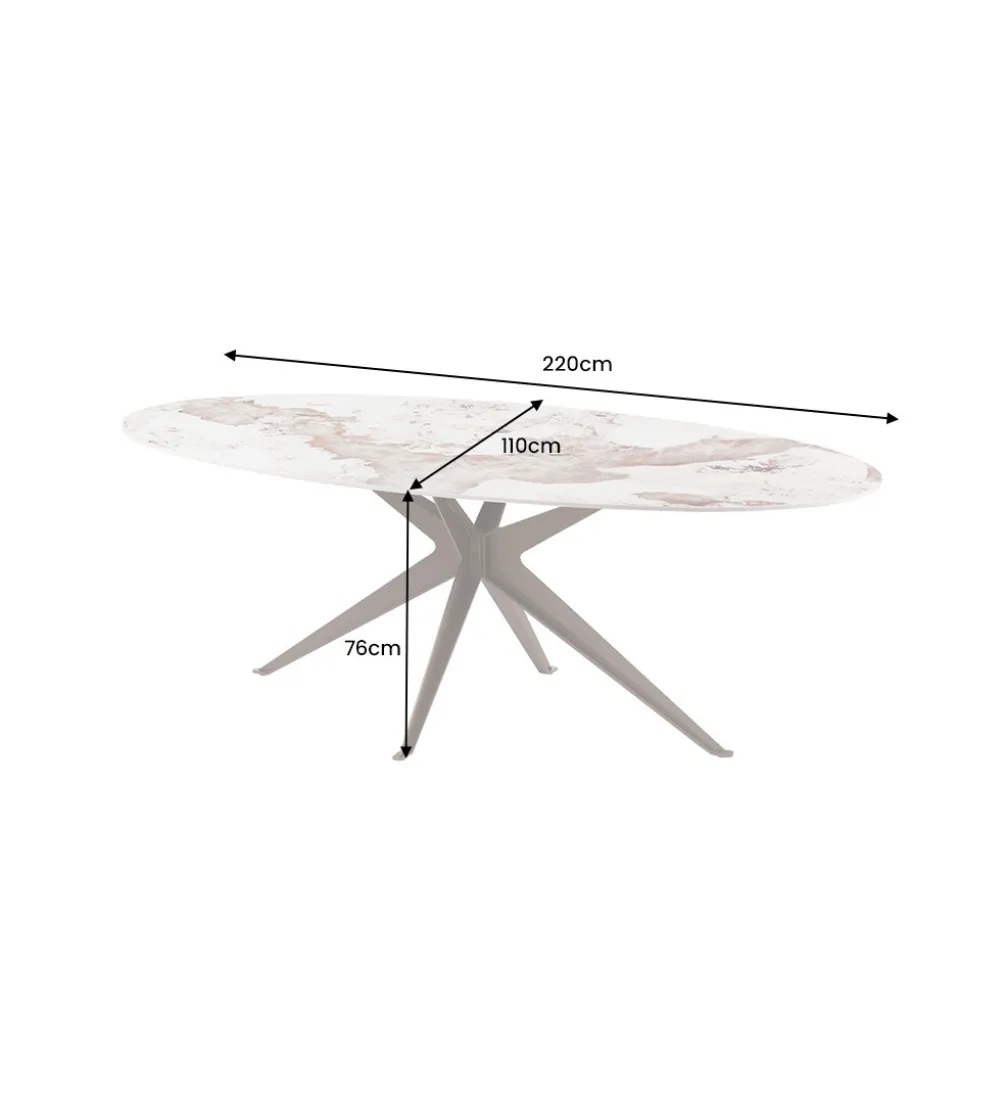 Stół owalny PANDORA 220 cm ceramika w optyce kamienia